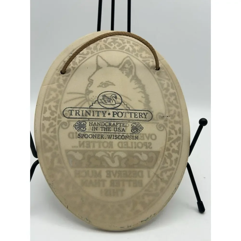 Vintage Ceramic Smart Mouth Cat Wall Plaque.